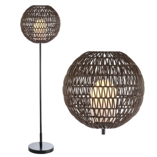 Bea 61" Outdoor Woven Globe LED Floor Lamp - JONATHAN Y