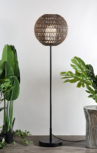 Bea 61" Outdoor Woven Globe LED Floor Lamp - JONATHAN Y