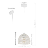 Campana 20" Bohemian Modern Woven Rattan/Iron LED Pendant