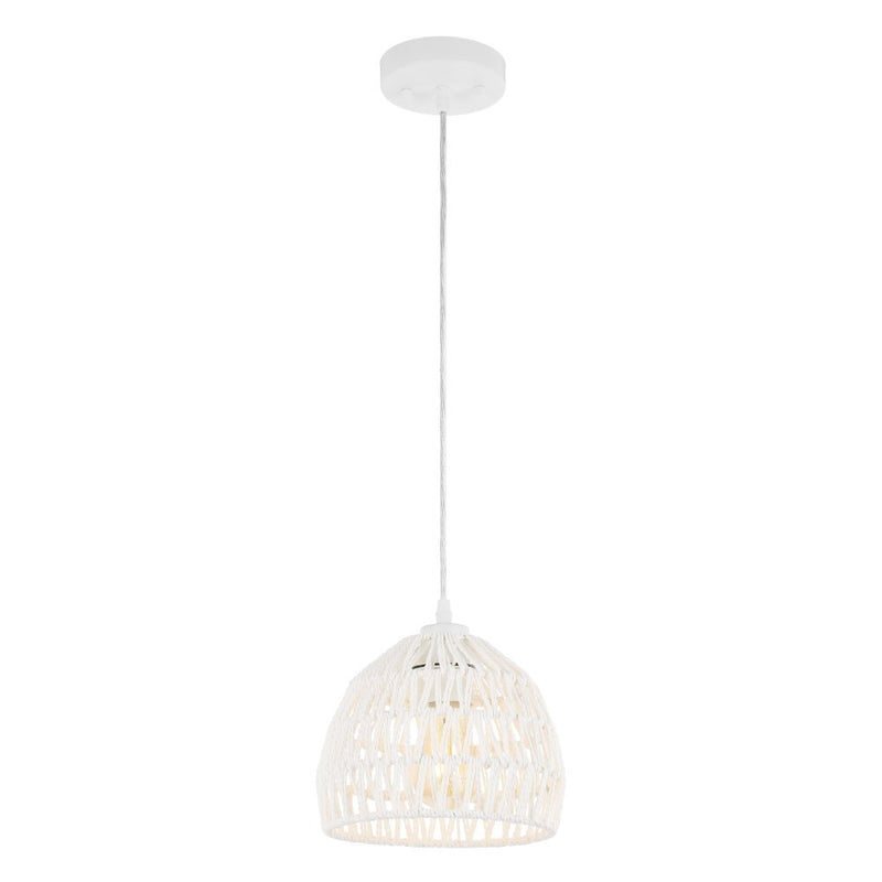 Campana 20" Bohemian Modern Woven Rattan/Iron LED Pendant
