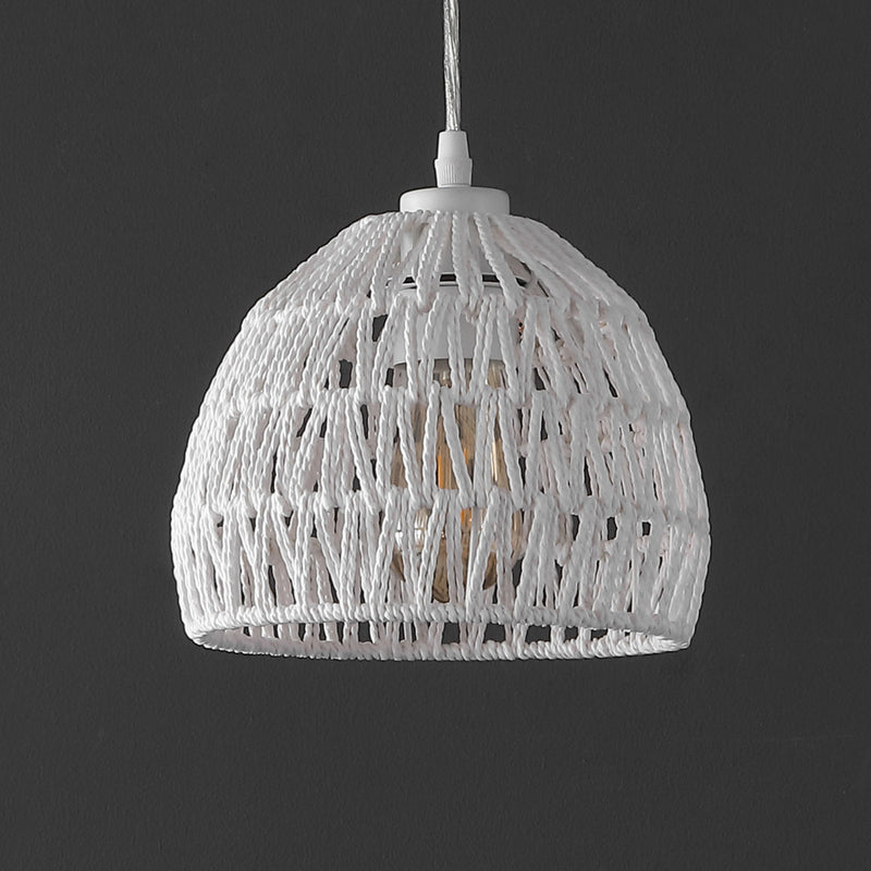 Campana 20" Bohemian Modern Woven Rattan/Iron LED Pendant