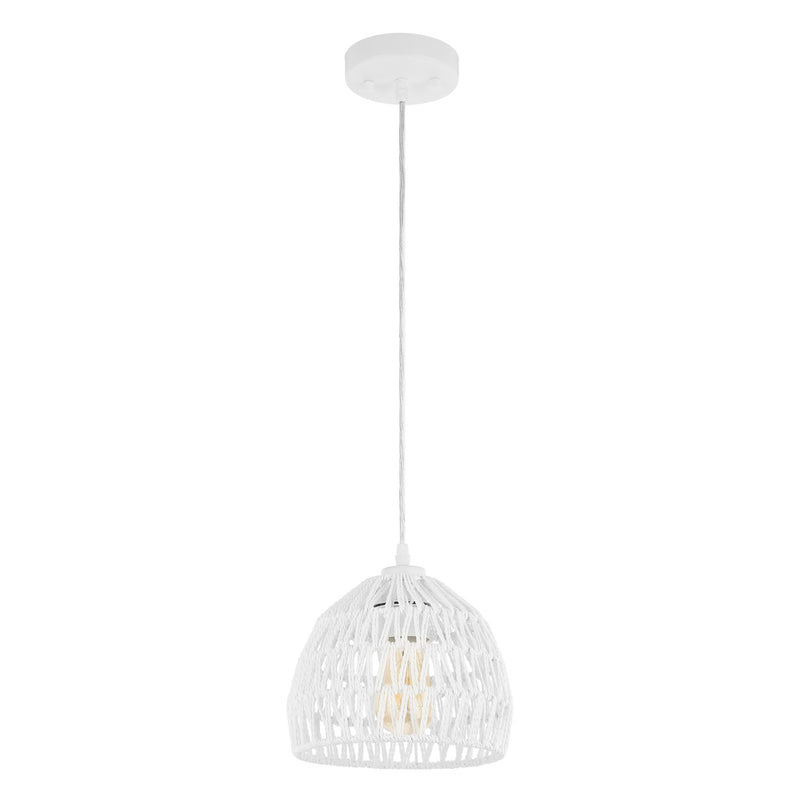 Campana 20" Bohemian Modern Woven Rattan/Iron LED Pendant