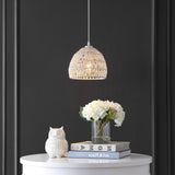 Campana 20" Bohemian Modern Woven Rattan/Iron LED Pendant