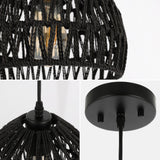 Campana 20" Bohemian Modern Woven Rattan/Iron LED Pendant