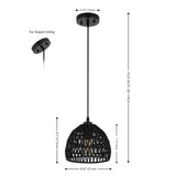 Campana 20" Bohemian Modern Woven Rattan/Iron LED Pendant