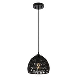 Campana 20" Bohemian Modern Woven Rattan/Iron LED Pendant