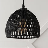 Campana 20" Bohemian Modern Woven Rattan/Iron LED Pendant