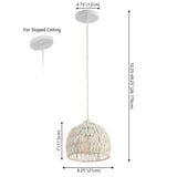 Campana 20" Bohemian Modern Woven Rattan/Iron LED Pendant