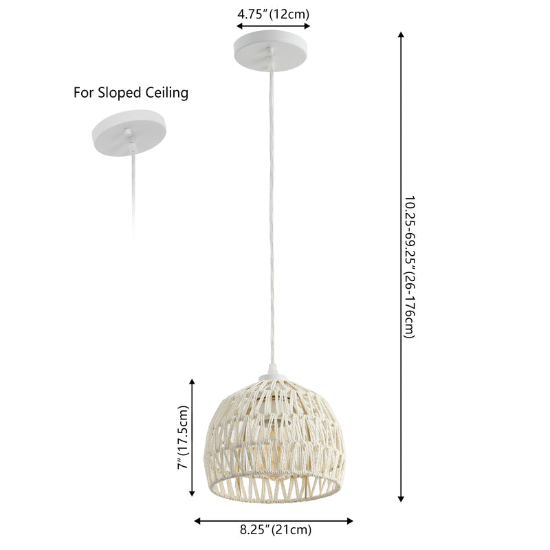 Campana 20" Bohemian Modern Woven Rattan/Iron LED Pendant