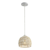 Campana 20" Bohemian Modern Woven Rattan/Iron LED Pendant