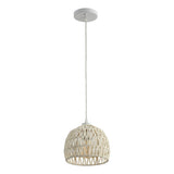 Campana 20" Bohemian Modern Woven Rattan/Iron LED Pendant