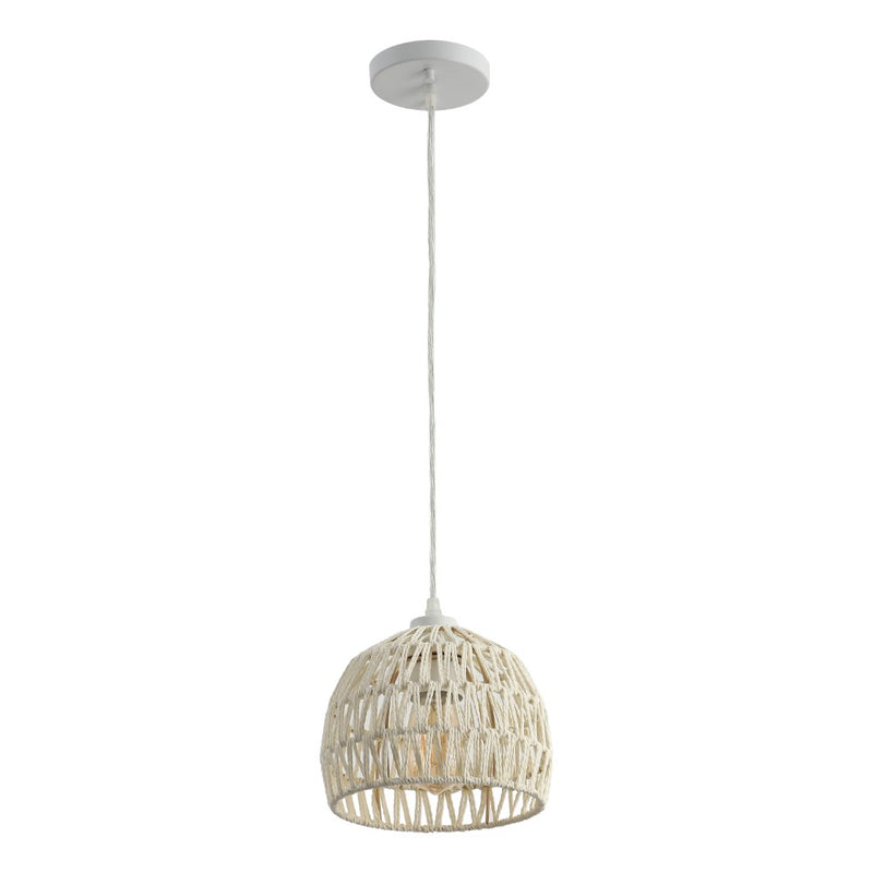 Campana 20" Bohemian Modern Woven Rattan/Iron LED Pendant