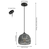 Campana 20" Bohemian Modern Woven Rattan/Iron LED Pendant