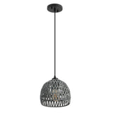 Campana 20" Bohemian Modern Woven Rattan/Iron LED Pendant