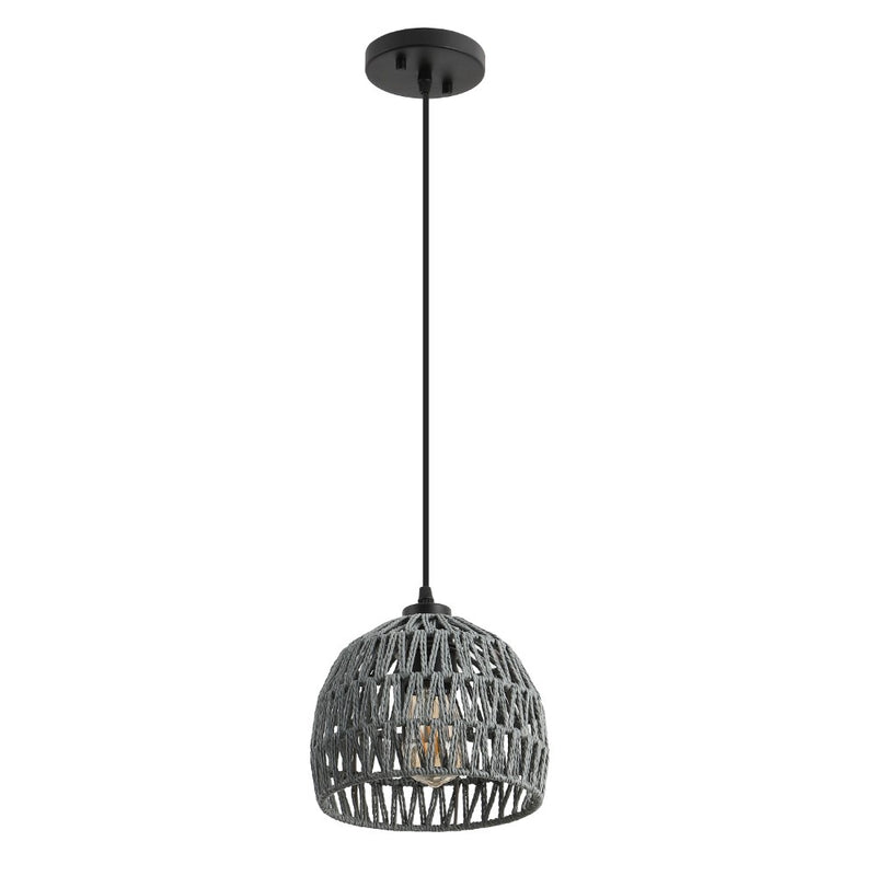 Campana 20" Bohemian Modern Woven Rattan/Iron LED Pendant
