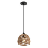 Campana 20" Bohemian Modern Woven Rattan/Iron LED Pendant
