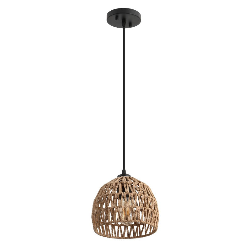 Campana 20" Bohemian Modern Woven Rattan/Iron LED Pendant