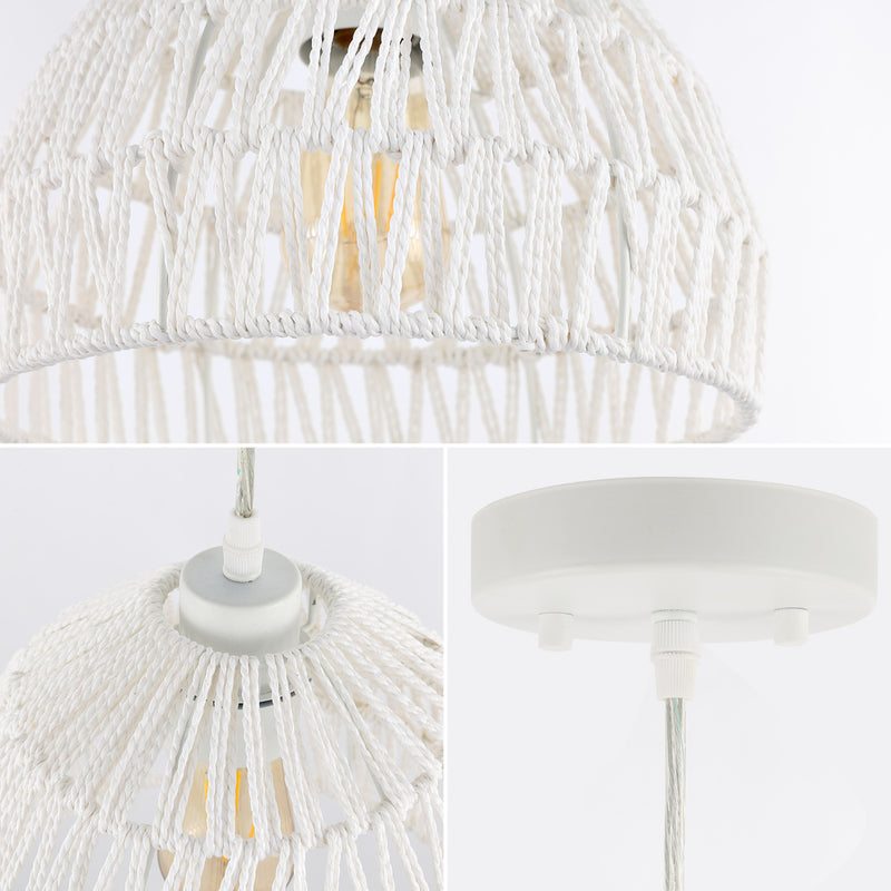 Campana 20" Bohemian Modern Woven Rattan/Iron LED Pendant