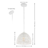 Campana 20" Bohemian Modern Woven Rattan/Iron LED Pendant