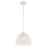 Campana 20" Bohemian Modern Woven Rattan/Iron LED Pendant