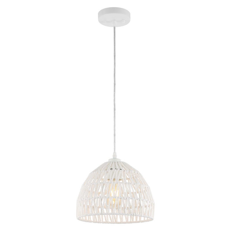 Campana 20" Bohemian Modern Woven Rattan/Iron LED Pendant