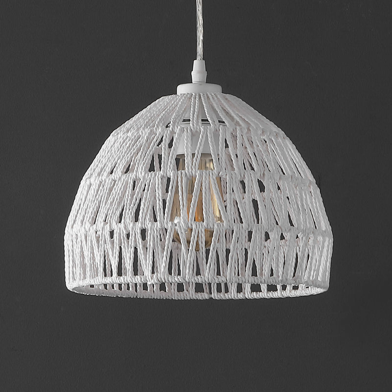 Campana 20" Bohemian Modern Woven Rattan/Iron LED Pendant