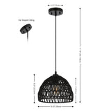 Campana 20" Bohemian Modern Woven Rattan/Iron LED Pendant