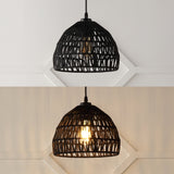 Campana 20" Bohemian Modern Woven Rattan/Iron LED Pendant