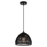 Campana 20" Bohemian Modern Woven Rattan/Iron LED Pendant