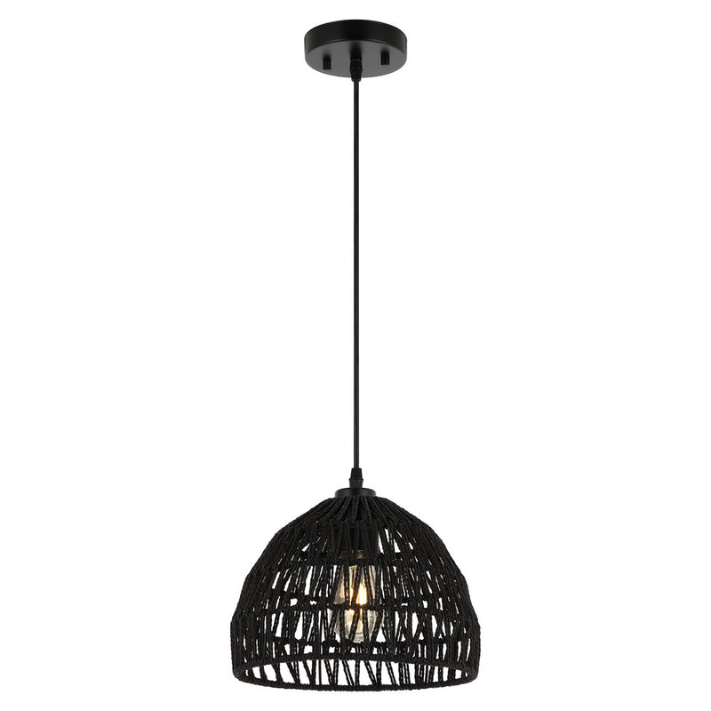 Campana 20" Bohemian Modern Woven Rattan/Iron LED Pendant