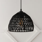 Campana 20" Bohemian Modern Woven Rattan/Iron LED Pendant