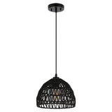 Campana 20" Bohemian Modern Woven Rattan/Iron LED Pendant