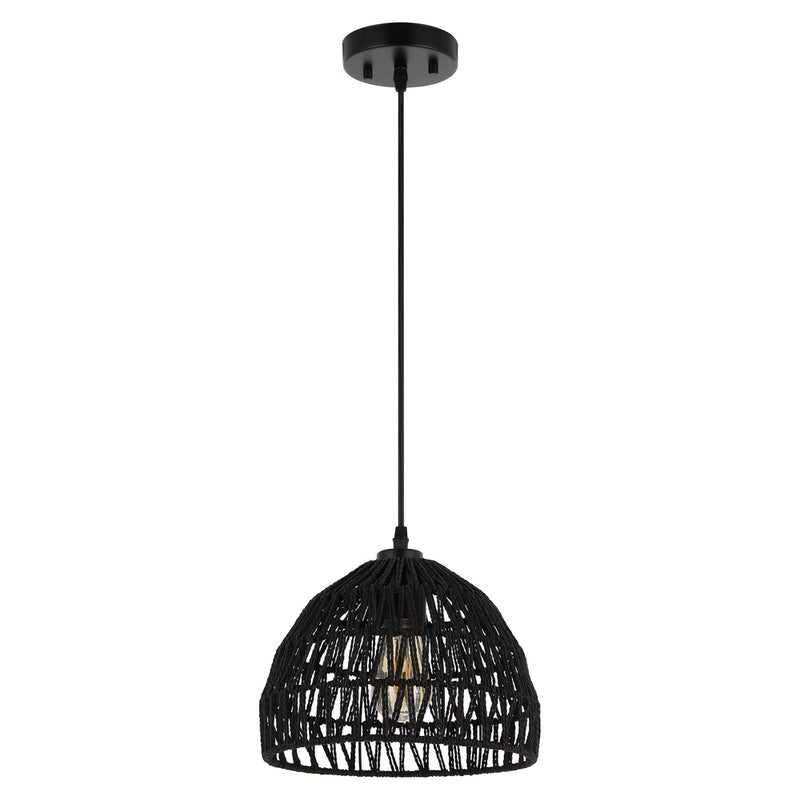 Campana 20" Bohemian Modern Woven Rattan/Iron LED Pendant