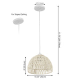 Campana 20" Bohemian Modern Woven Rattan/Iron LED Pendant