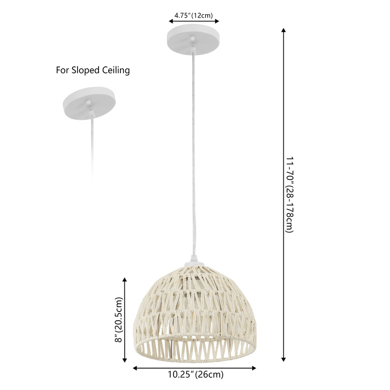 Campana 20" Bohemian Modern Woven Rattan/Iron LED Pendant