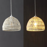 Campana 20" Bohemian Modern Woven Rattan/Iron LED Pendant