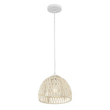Campana 20" Bohemian Modern Woven Rattan/Iron LED Pendant