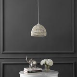 Campana 20" Bohemian Modern Woven Rattan/Iron LED Pendant