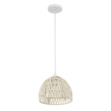 Campana 20" Bohemian Modern Woven Rattan/Iron LED Pendant