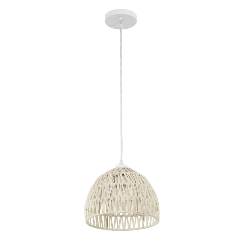 Campana 20" Bohemian Modern Woven Rattan/Iron LED Pendant