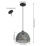Campana 20" Bohemian Modern Woven Rattan/Iron LED Pendant