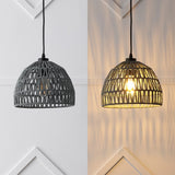 Campana 20" Bohemian Modern Woven Rattan/Iron LED Pendant