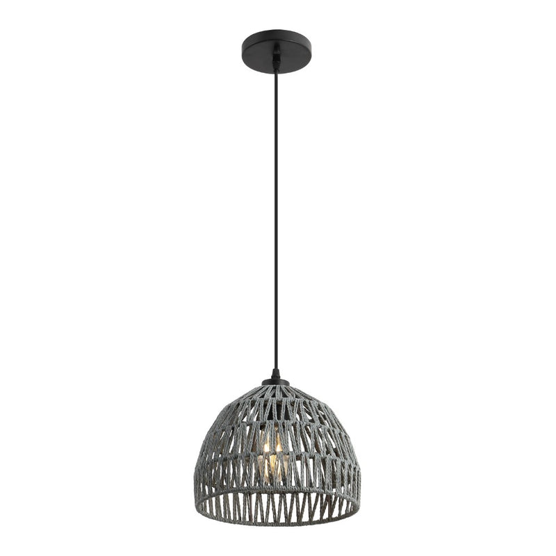 Campana 20" Bohemian Modern Woven Rattan/Iron LED Pendant