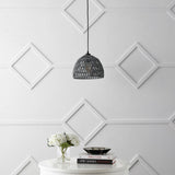 Campana 20" Bohemian Modern Woven Rattan/Iron LED Pendant