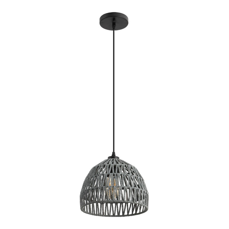 Campana 20" Bohemian Modern Woven Rattan/Iron LED Pendant