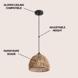 Campana 20" Bohemian Modern Woven Rattan/Iron LED Pendant