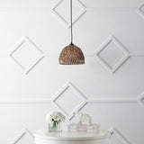 Campana 20" Bohemian Modern Woven Rattan/Iron LED Pendant