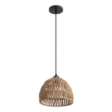 Campana 20" Bohemian Modern Woven Rattan/Iron LED Pendant