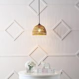 Campana 20" Bohemian Modern Woven Rattan/Iron LED Pendant