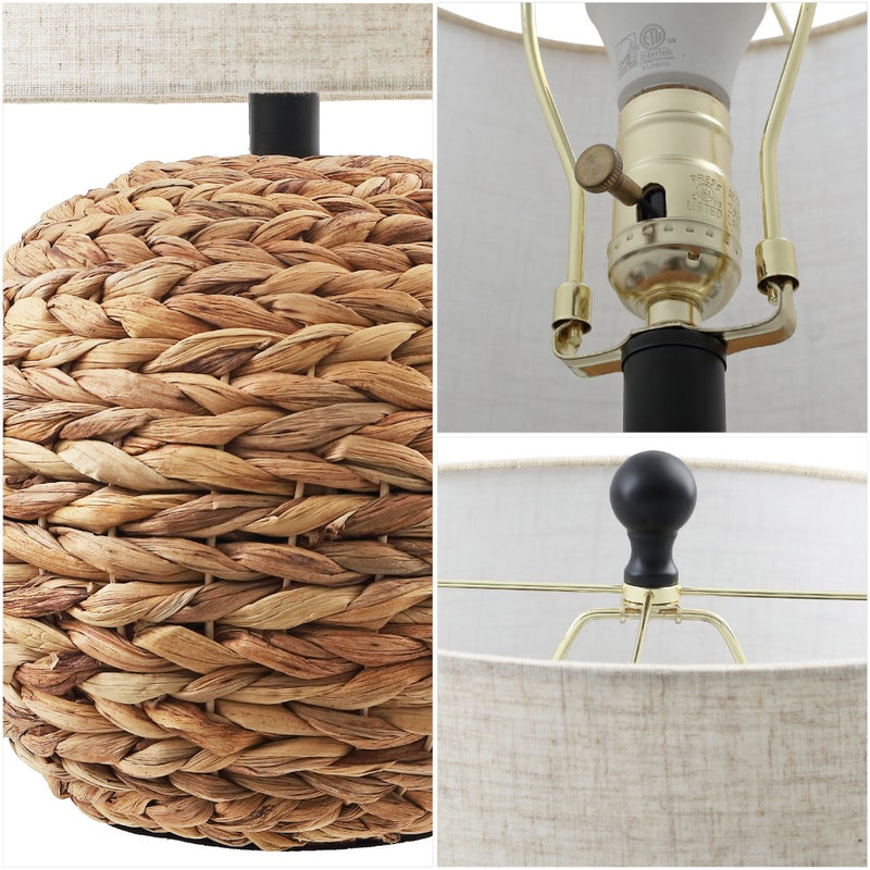 Camilo 21.5" Modern Coastal Woven Rattan Globe LED Table Lamp